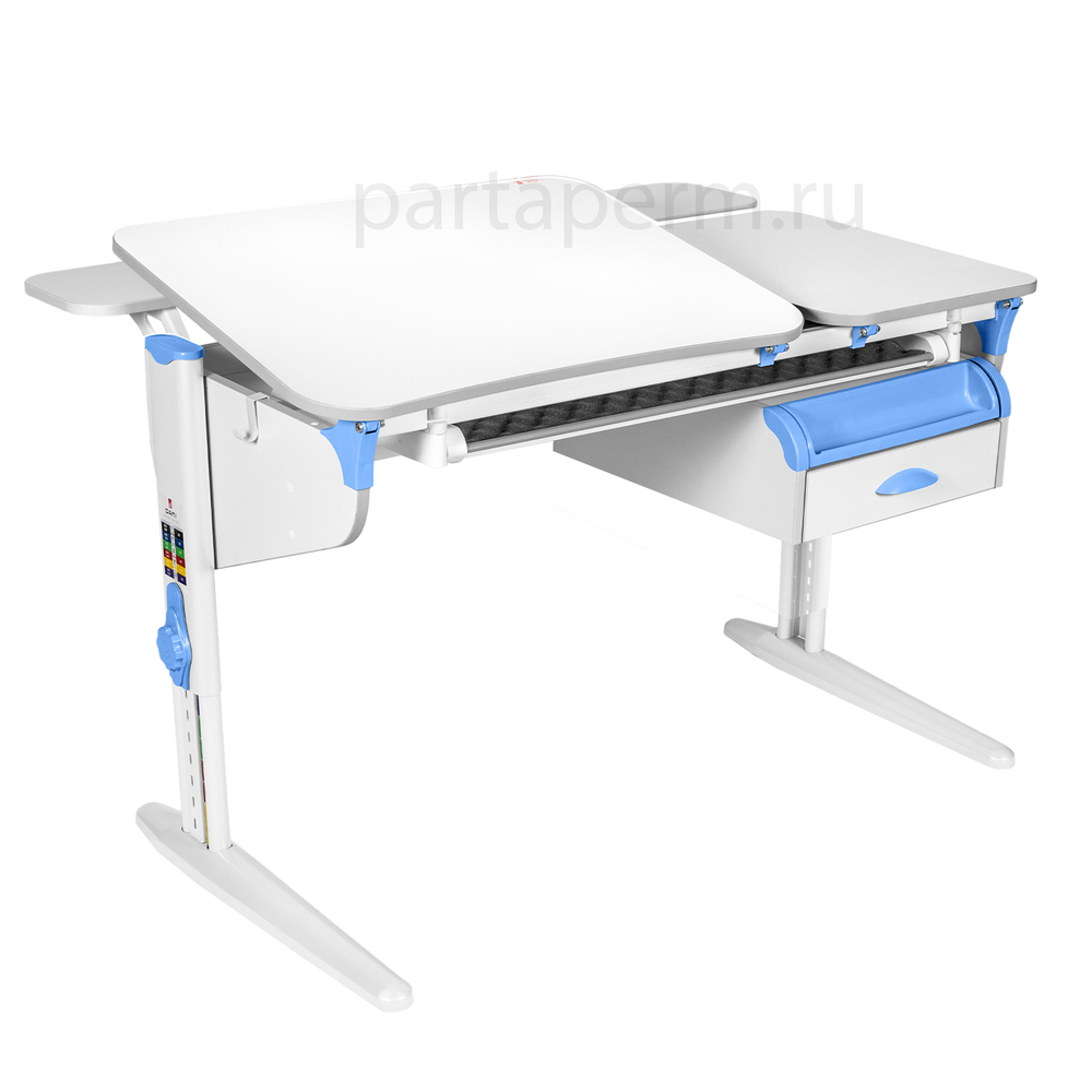 Растущая парта Дэми СУТ 45 с лотком и тумбой ТСН.07 с полками СУТ.45.350 (1200×820 мм)