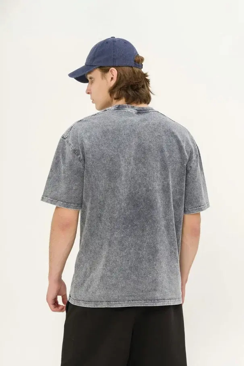 Футболка КУЛЬТУРА oversize "Premium", garment dyed серо-синий