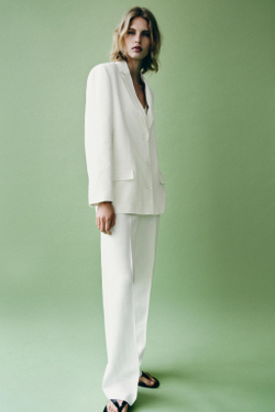 ZARA БЛЕЙЗЕР ПРЯМОГО КРОЯ — ZW COLLECTION, БЕЛЫЙ