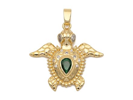 Подвеска "Черепашка" с фианитом, 25,8х27мм