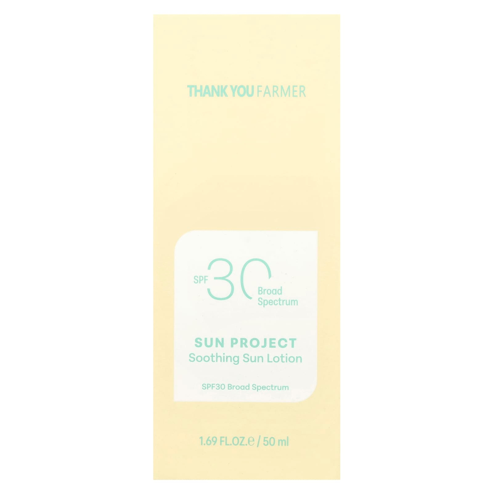 Thank You Farmer, Sun Project, успокаивающий лосьон для загара, SPF 30, 50 мл (1,69 жидк. Унции)