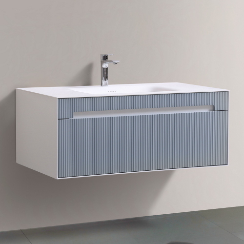 Тумба с раковиной Black&White Universe 100 см U920.1000 матовый молочный белый / матовый серый цемент