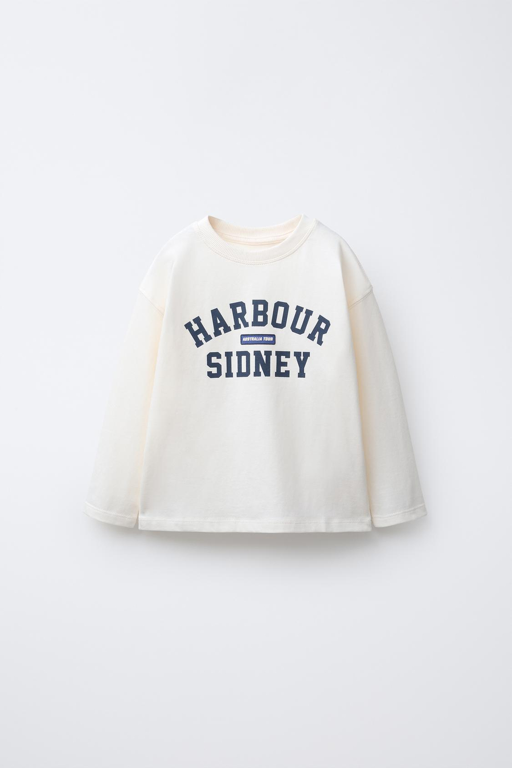 ZARA ФУТБОЛКА С ТЕКСТОВЫМ ПРИНТОМ, ЭКРЮ