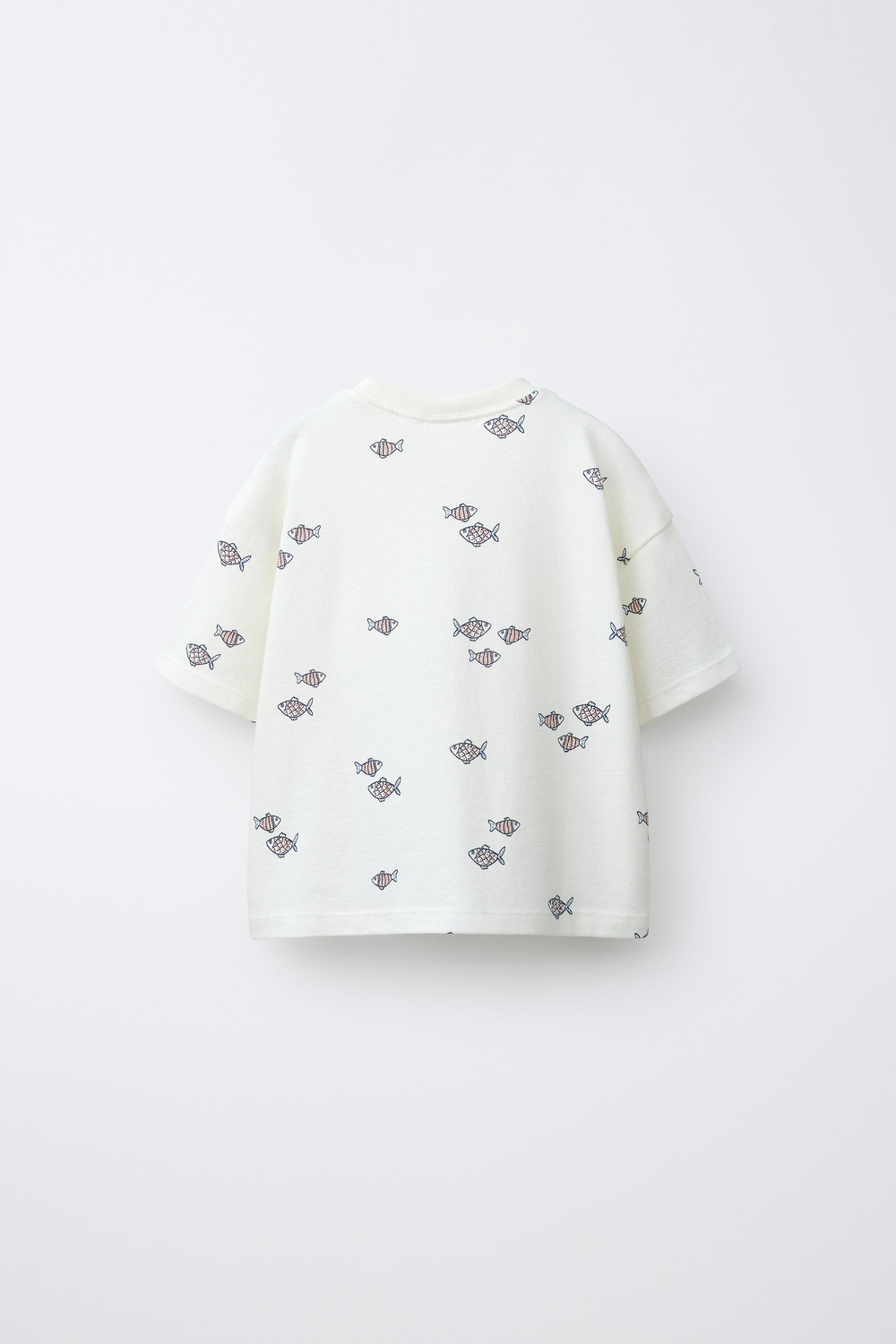 ZARA ФУТБОЛКА С ПРИНТОМ «РЫБЫ», ЭКРЮ