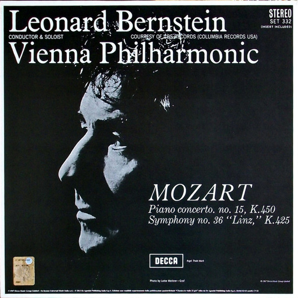 Leonard Bernstein, Vienna Philharmonic Orchestra / Mozart: Symphony No. 36 "Linz" K.425, Piano Concerto No. 15, K.450 (LP)