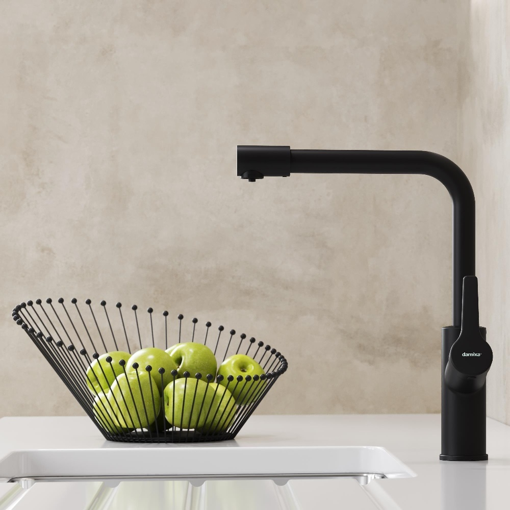 Смеситель для кухни с каналом для питьевой воды, L-излив, чёрный Damixa Merkur 710771300
