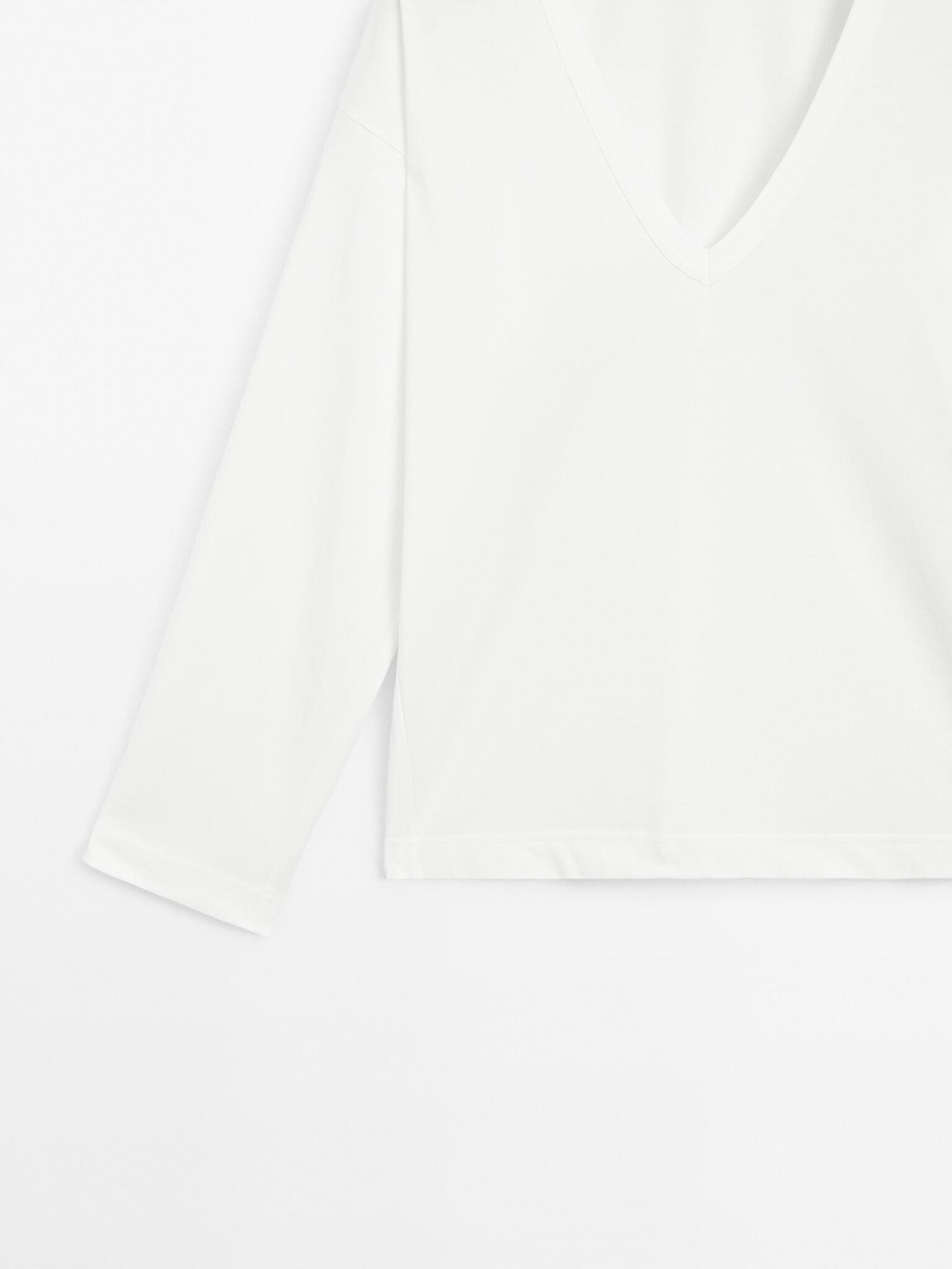 Massimo Dutti Футболка оверсайз с V-образным вырезом, натуральный, кремовый