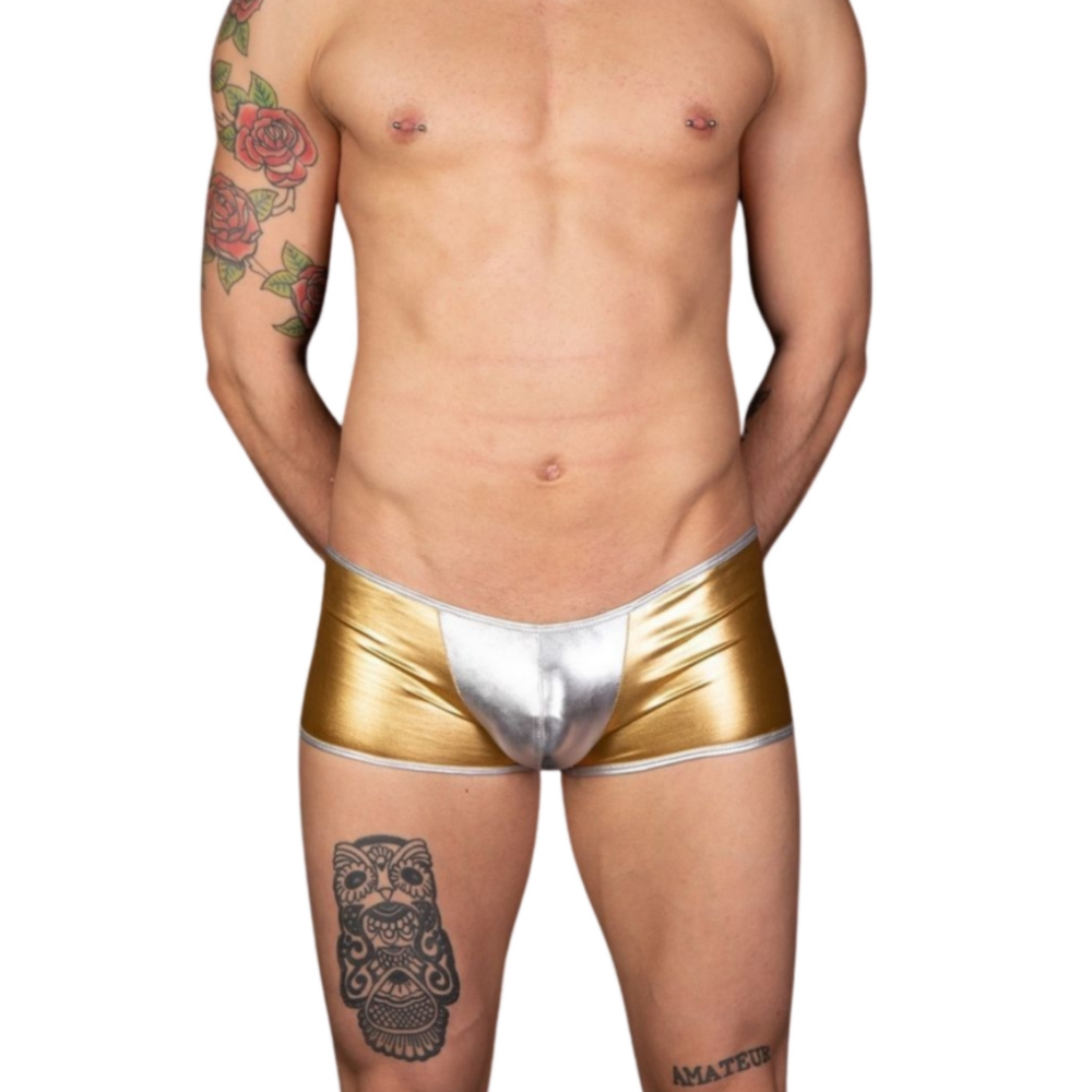 Мужские трусы хипсы золотистые с серебристой вставкой Cosmos Colors MR30_SG