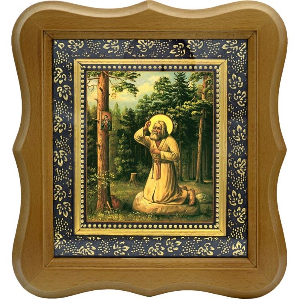 Моление на камне Преподобного Серафима Саровского. Икона на холсте.