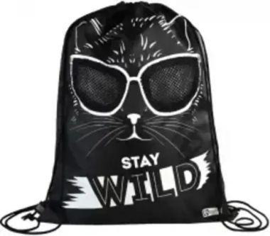 Мешок для сменной обуви Феникс+, арт.62647/ 50 СТИЛЬНАЯ КИСА (36х48 см, полиэстер, окно из сетки, шелкография, 1 отделений (-я), шнурок, ПЭТ-пакет с европодвесом)