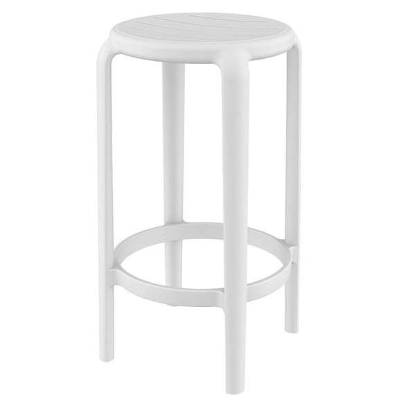 Белый пластиковый полубарный табурет Tom Bar 65 | Siesta Contract