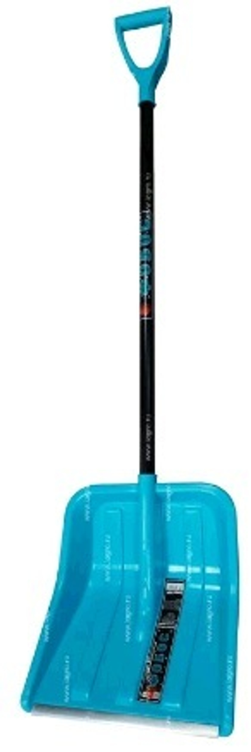 Лопата снеговая пласт. со съемным чер  380*370  ''ФОБОС'' мороз. с ал. эргон./ч с V руч., с ал.пл.