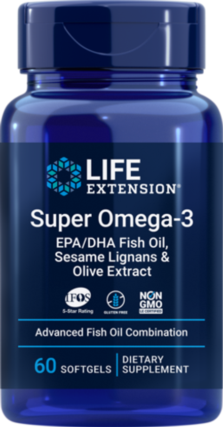 Super Omega-3 EPA/DHA Fish Oil, Sesame Lignans & Olive Extract Softgels капсулы Life Extension