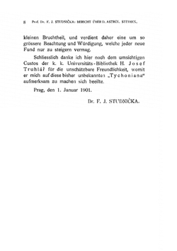 Bericht Über Die Astrologischen Studien Des Reformators Der Beobachtenden Astronomie Tycho Brahe. Weitere Beiträge Zur Bevorstehenden Saecularfeier Der Erinnerung An Sein Vor 300 Jahren Erfolgtes Ableben | F.J. Studnika