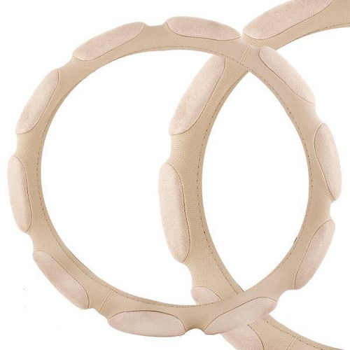 Оплетка руля M 37-38 см спонж (10 подушек) бежевая (SKYWAY)