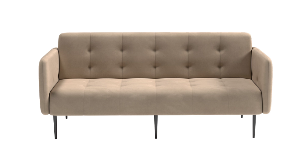 Monaco диван-кровать прямой с подлокотниками, трехместный, бархат бежевый 5