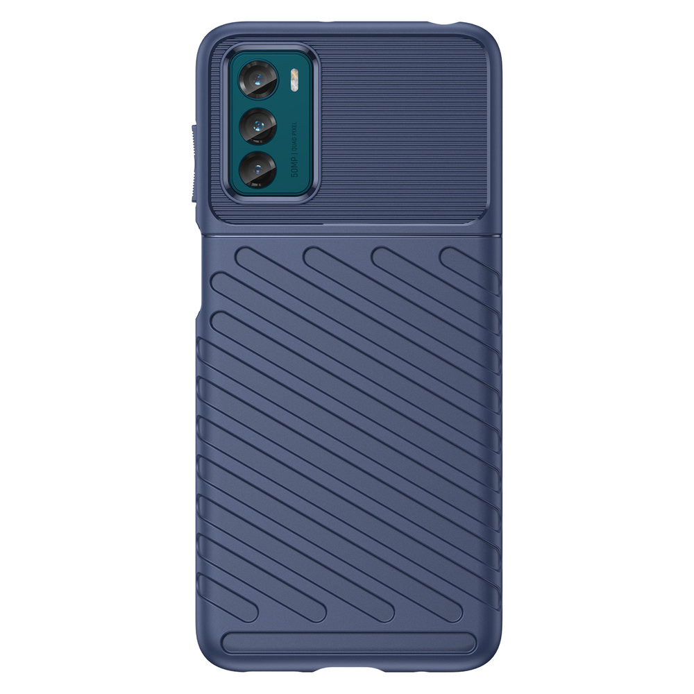 Чехол синего цвета с рельефной фактурой для Motorola Moto G42, мягкий отклик кнопок, серия Onyx от Caseport