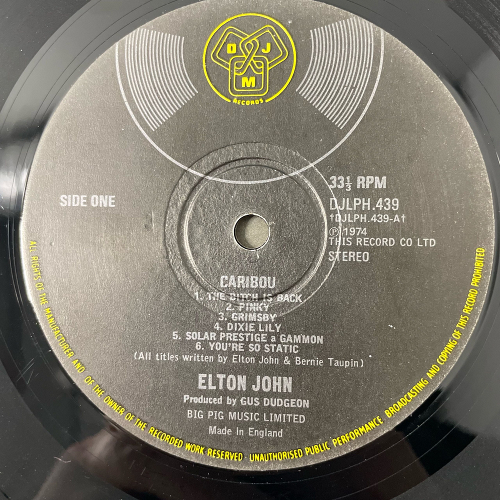 Винтажная виниловая пластинка LP Elton John Caribou (Англия 1974)