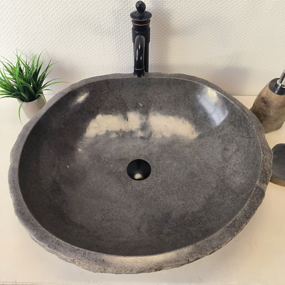 Раковина из речного камня RS-66039 61х54х15 из натурального камня