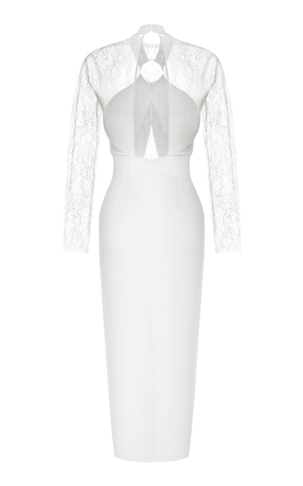 Платье миди из сатина и кружева драпированное с кольцом и пряжкой