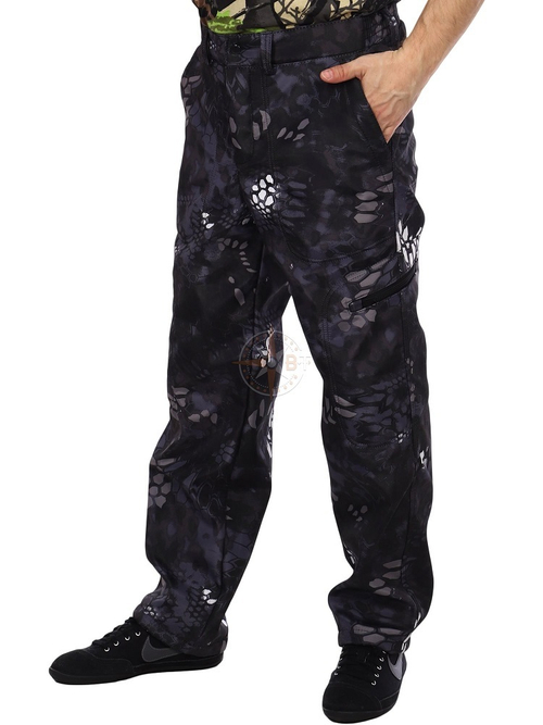 Брюки демисезонные на флисе (Черный питон)