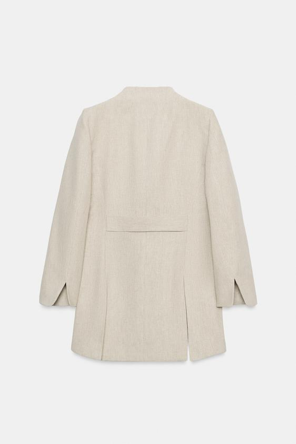 ZARA ДЛИННЫЙ БЛЕЙЗЕР В ПОЛОСКУ — ZW COLLECTION, ПЕСОЧНЫЙ МЕЛАНЖ