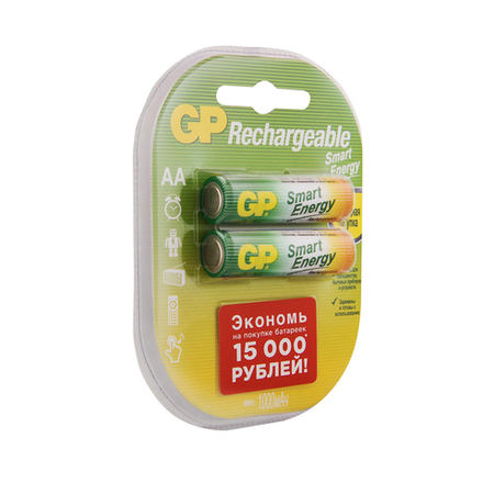 Аккумулятор GP Rechargeable 100AAHCSV-2CR2, типоразмер АА, 1000 мАч, 1,2 В, 2 шт