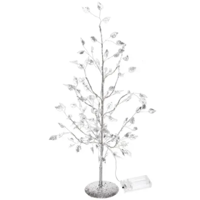 Дерево декоративное «Зимнее чудо» 50 cм, (с подсветкой на батарейках 2хАА), Серебро