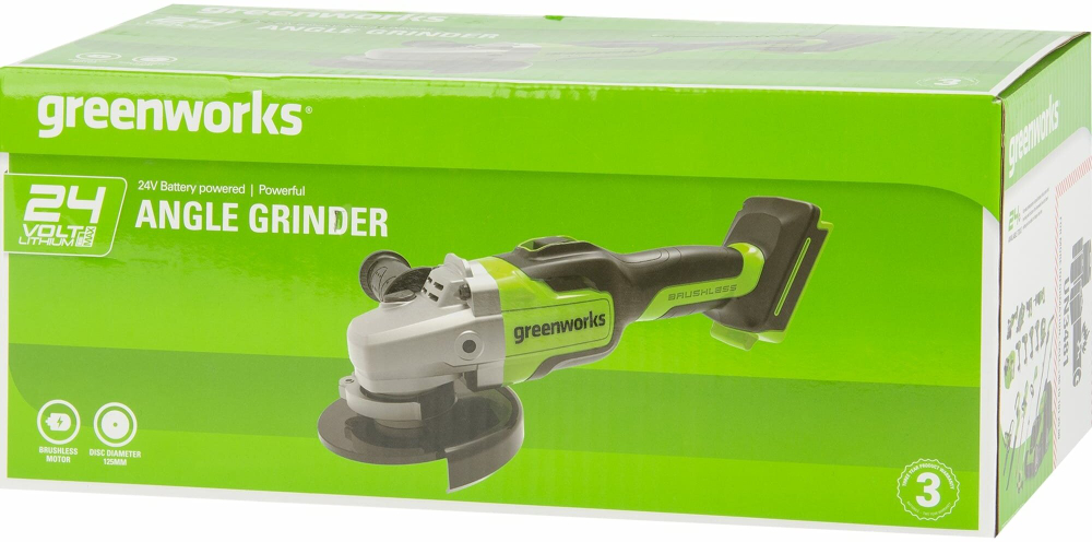 УШМ GREENWORKS GD24AGK2 в компл. с АКБ 2Ач. и ЗУ (3200207UA)