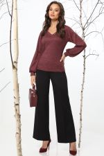 Джемпер трикотажный бордовый с пышными рукавами DStrend (Акция)