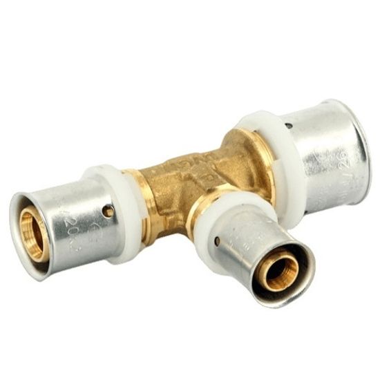 Тройник пресс Uni-Fitt 26х26х20 мм редукция крайнего отвода для металлопласт. труб фитинг 706G8870