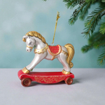 Лошадка Каталка ёлочная игиушка из фарфора