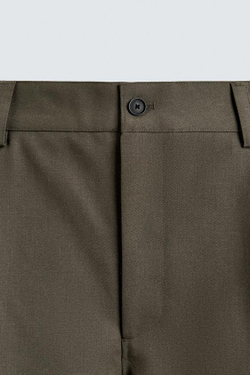 ZARA БРЮКИ BALLOON FIT С ЗАЩИПАМИ, ХАКИ