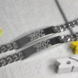 Парные стальные браслеты для двоих с гравировкой на заказ