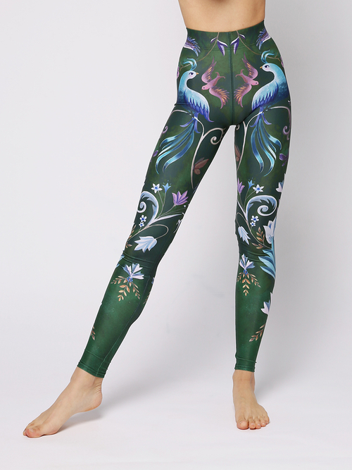 Леггинсы Птицы Зелёные