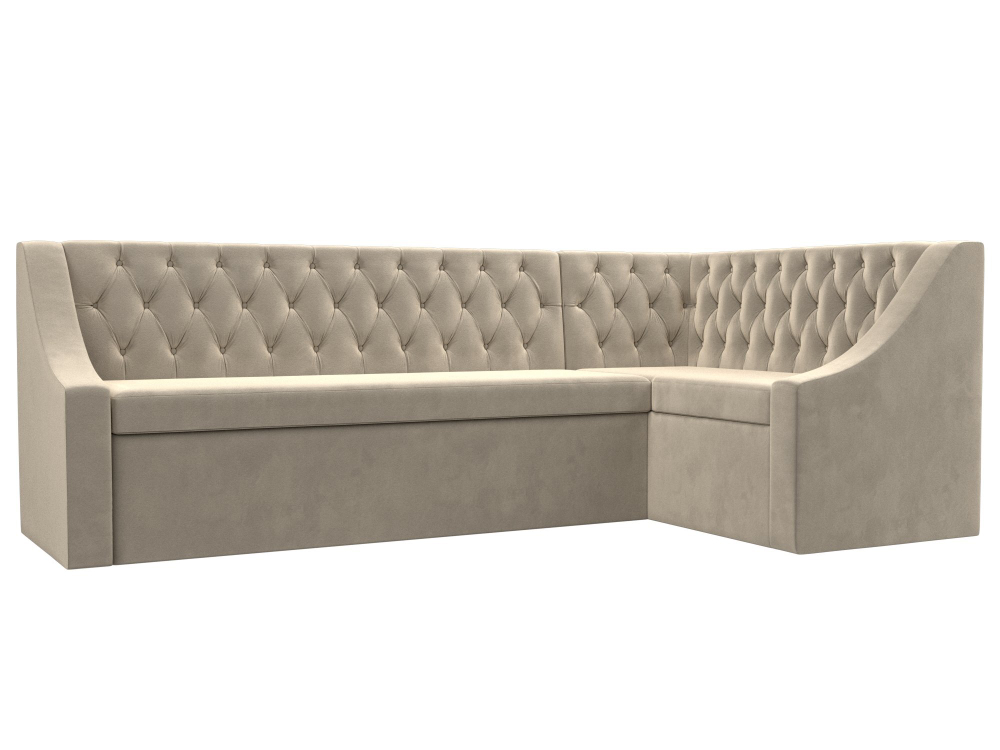 Диван кухонный угловой Мерлин правый угол, Бежевый, Микровельвет, 100450