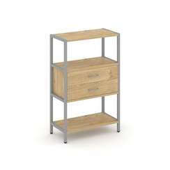 Shelf System Односекционный стеллаж трехярусный с ящиками SN.STM-312 Тиквуд Светлый/Металл Серый 810