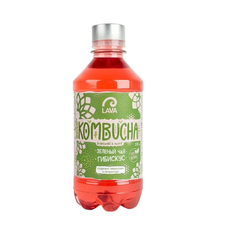 Зеленый чай Kombucha LAVA Гибискус 330 мл