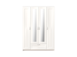 Шкаф СИРИУС 4 двери и 1 ящик 156х59х220 с 2 зеркалами (белый)