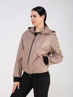 Кожаная куртка демисезонная с капюшоном