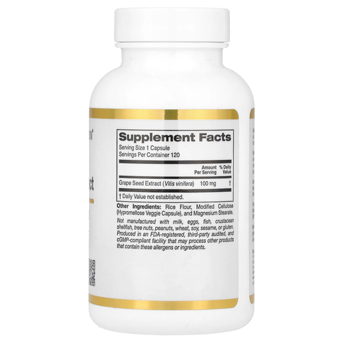 California Gold Nutrition, экстракт косточек французского винограда, Vitaflavan®, 100 мг, 120 растительных капсул