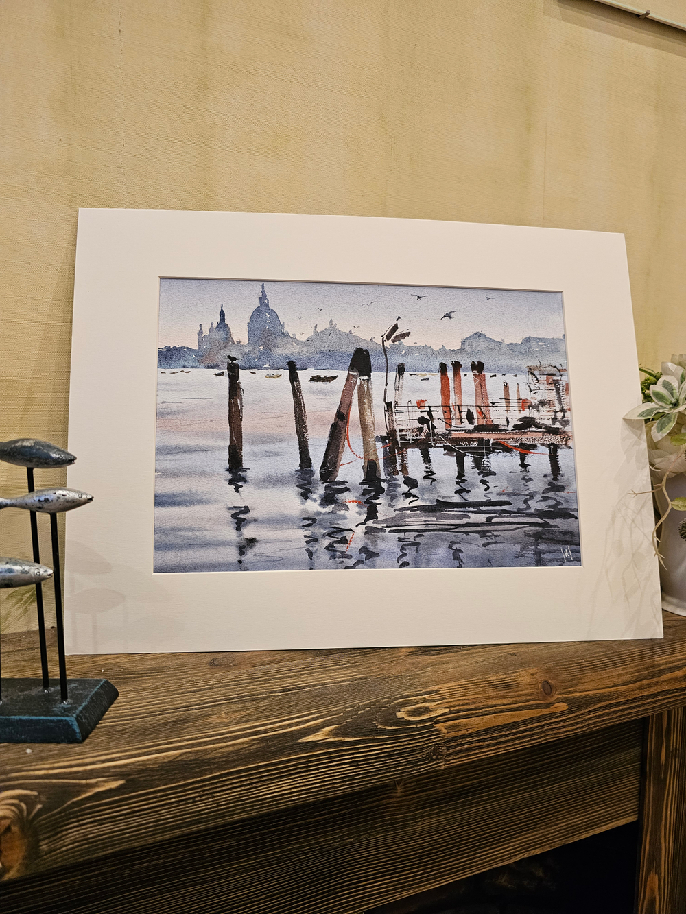 Картина авторская акварельная в паспарту 30х40 см на стену для интерьера "На грани в Венеции"