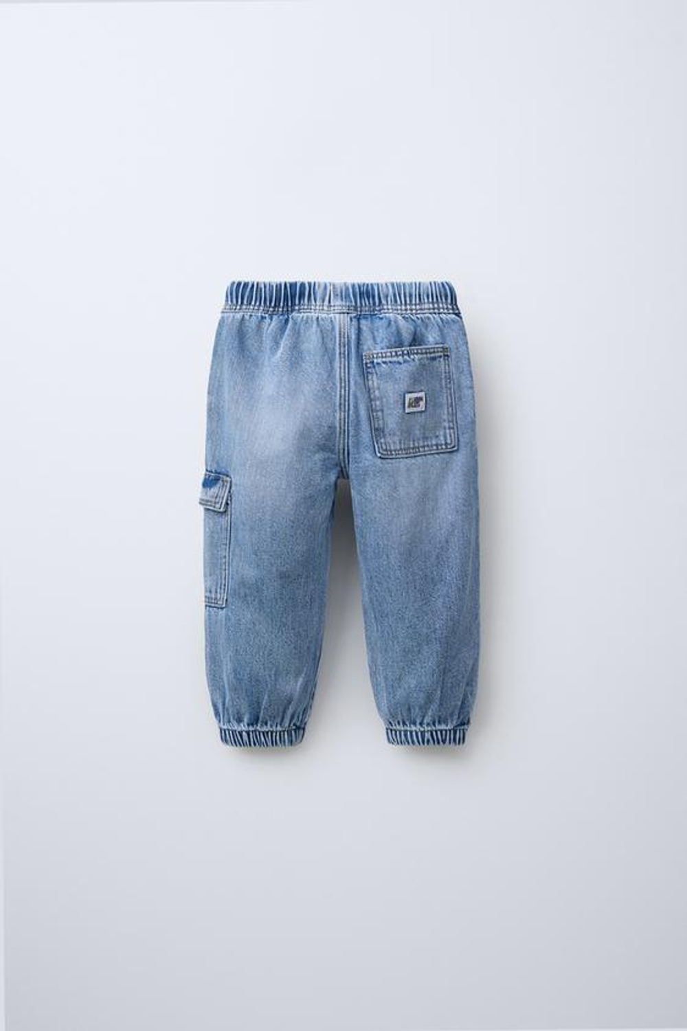 ZARA ДЖИНСЫ ДЖОГГЕРЫ В СТИЛЕ КАРГО, ВЫЦВЕТШИЙ СИНИЙ