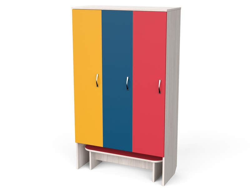 Модульный детский шкаф для одежды с отсеком для скамьи