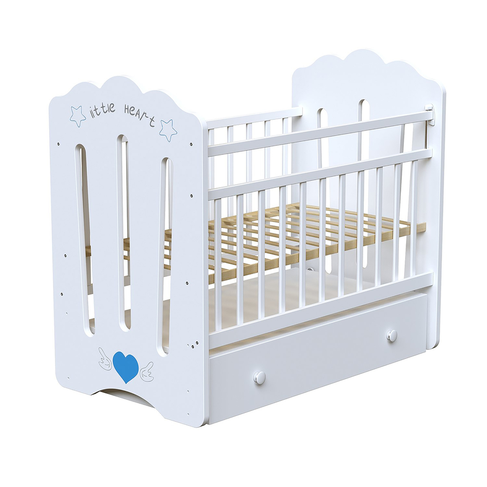 Кровать ВДК LITTLE HEART (маятник, ящик) белый