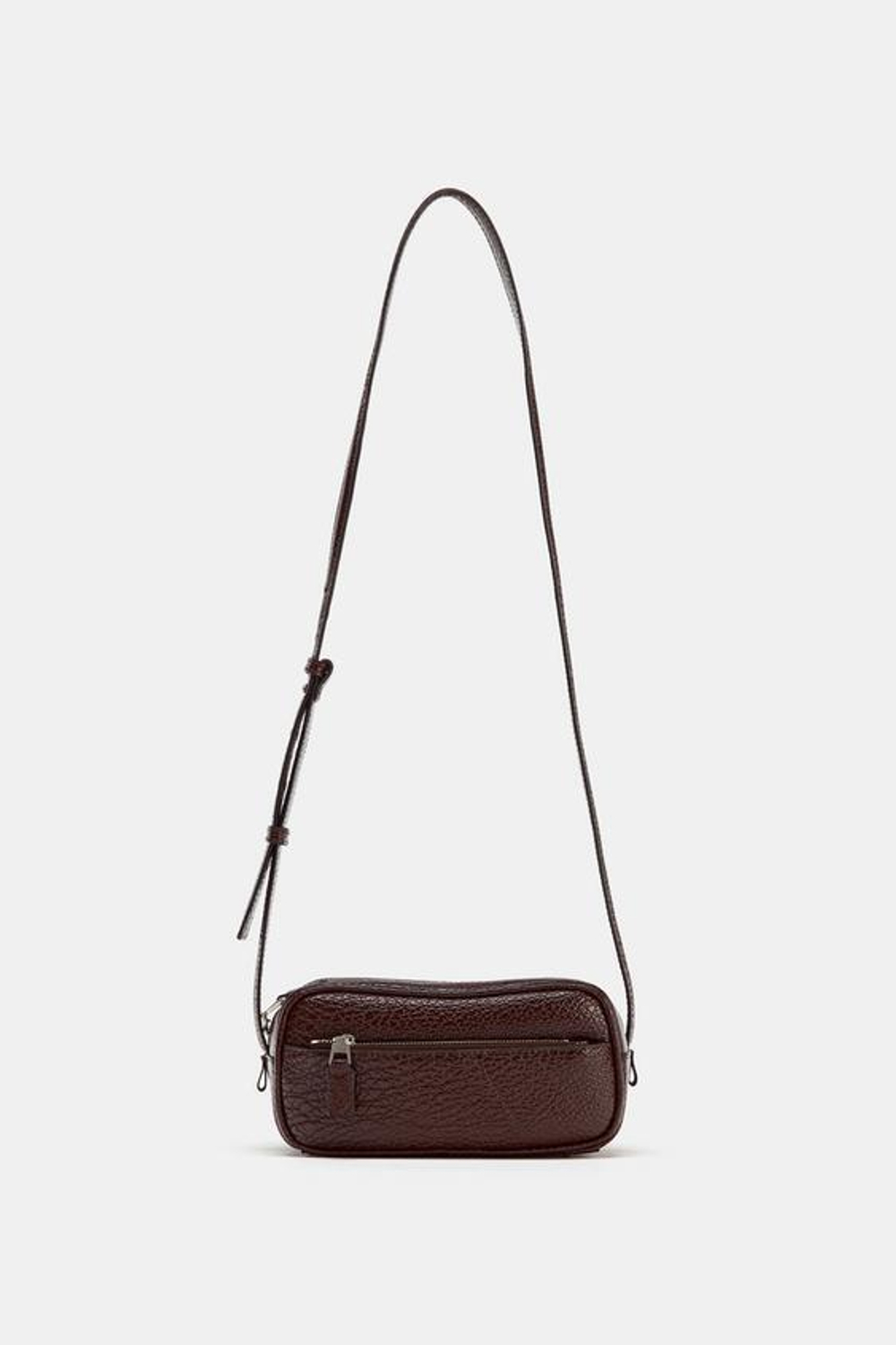 ZARA МИНИ-СУМКА БОУЛИНГ, БОРДОВО-КРАСНЫЙ