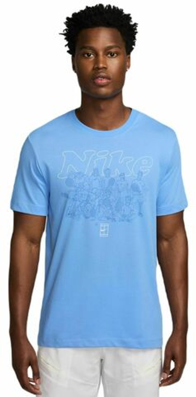 Мужская теннисная футболка Nike Court Dri-Fit Printed T-Shirt - university blue
