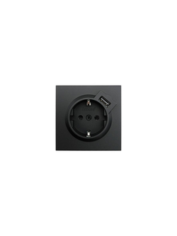 Розетка 1-мест. с/з+USB разъем СП ZIMA IP20 черн. бархат LEZARD 704-4288-181