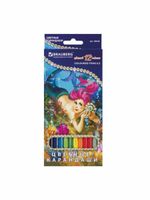 Карандаши цветные BRAUBERG "Морские легенды", 12 цв., заточенные, картонная упаковка с блестками, 180538