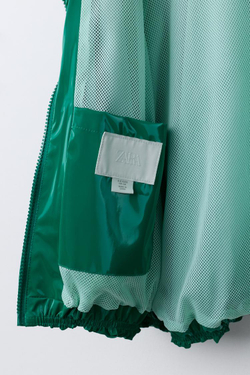 ZARA БЛЕСТЯЩИЙ ДОЖДЕВИК WATER RESISTANT, ЗЕЛЕНЫЙ